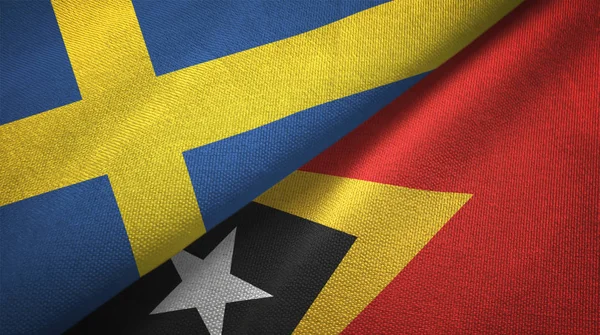 Suecia Timor Oriental Timor Oriental Desplegaron Dos Banderas Juntas —  Fotos de Stock