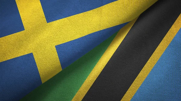 Suecia Tanzania Doblaron Dos Banderas Juntas —  Fotos de Stock