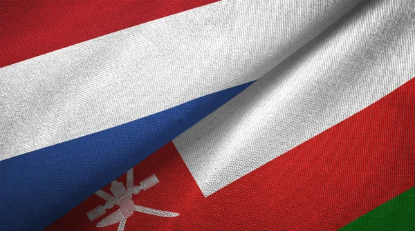 Nederländerna Och Oman Två Vikta Flaggor Tillsammans — Stockfoto