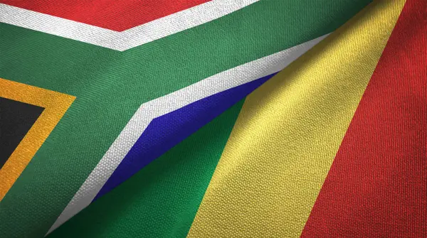 Südafrika Und Kongo Zwei Zusammengefaltete Flaggen — Stockfoto