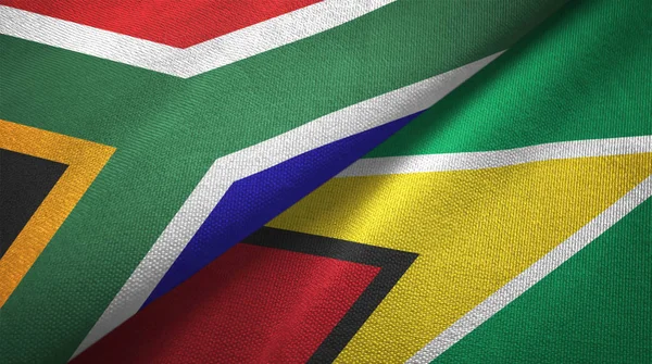 Südafrika Und Guyana Zwei Zusammengefaltete Flaggen — Stockfoto