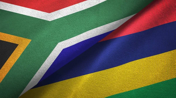 South Africa and Mauritius two folded flags together
