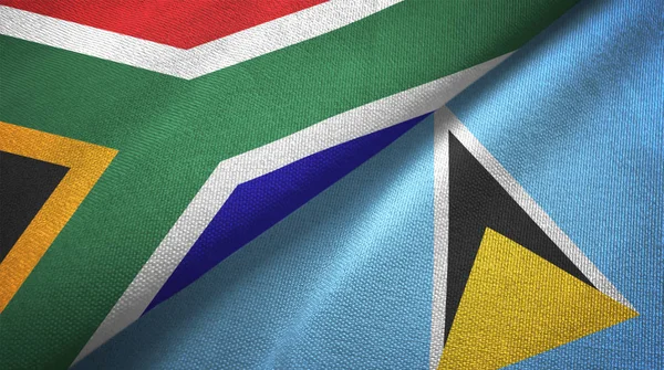 South Africa and Saint Lucia two folded flags together