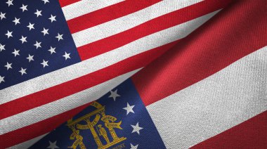İki bayrak tekstil kumaş, kumaş doku devlet Amerika Birleşik Devletleri ve Georgia 