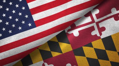 Amerika Birleşik Devletleri ve Maryland iki bayrak tekstil kumaş, kumaş doku devlet