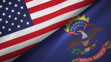 İki bayrak tekstil kumaş, kumaş doku devlet Amerika Birleşik Devletleri ve Kuzey Dakota 