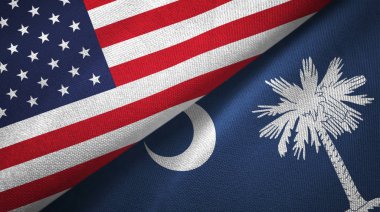 Amerika Birleşik Devletleri ve Güney Carolina iki bayrak tekstil kumaş, kumaş doku devlet 