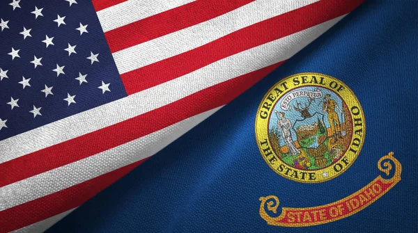 United States and Idaho state two flags textile cloth, fabric texture