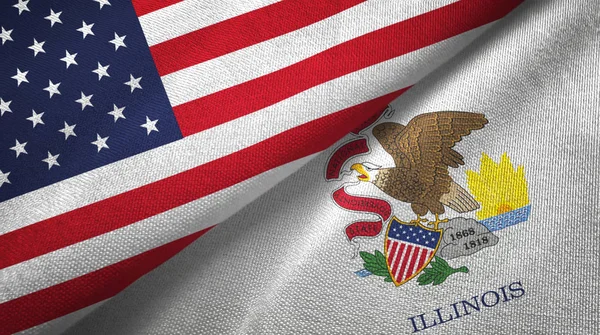 Amerika Birleşik Devletleri ve Illinois iki bayrak tekstil kumaş, kumaş doku devlet 