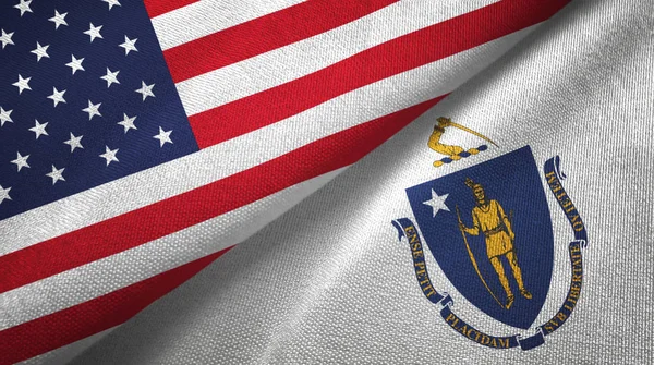 Amerika Birleşik Devletleri ve Massachusetts iki bayrak tekstil kumaş, kumaş doku devlet