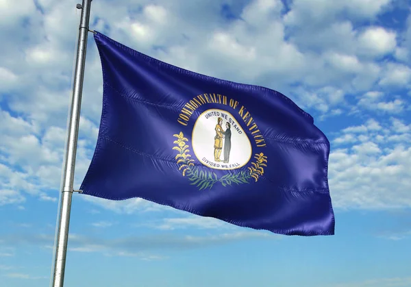 Stanu Kentucky w Stanach Zjednoczonych Flaga Macha ilustracja 3d tła nieba — Zdjęcie stockowe