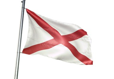 Alabama Amerika Birleşik Devletleri devlet bayrak sallayarak izole beyaz 3d çizim