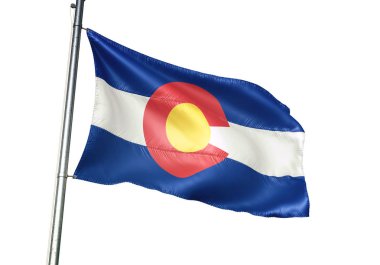 Colorado devlet Amerika Birleşik Devletleri bayrak sallayarak izole beyaz 3d çizim