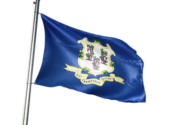 Connecticut valtion Yhdysvaltain lipun heiluttaen eristetty valkoinen 3D kuva — kuvapankkivalokuva