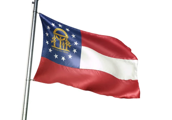 Geórgia Estado dos Estados Unidos bandeira acenando isolado branco ilustração 3D — Fotografia de Stock
