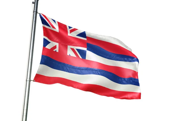 Χαβάη μέλος των Ηνωμένων Πολιτειών και σημαία κυματίζει απομονωμένες λευκό 3d απεικόνιση — Φωτογραφία Αρχείου