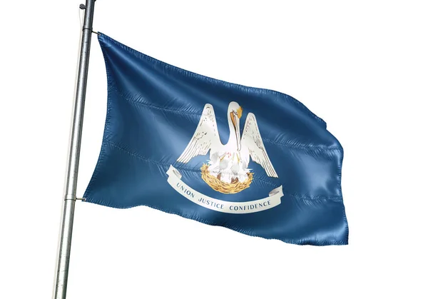 Louisiana state Stany flaga macha na białym tle biały ilustracja 3d — Zdjęcie stockowe