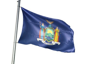 New York state, Amerika Birleşik Devletleri bayrak sallayarak izole beyaz 3d çizim