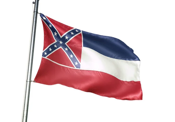 Міссісіпі держава США прапор махав ізольованих білий 3d ілюстрація — стокове фото