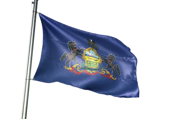 Пенсільванія стан Сполучених Штатів прапор махав ізольованих білий 3d ілюстрація — стокове фото