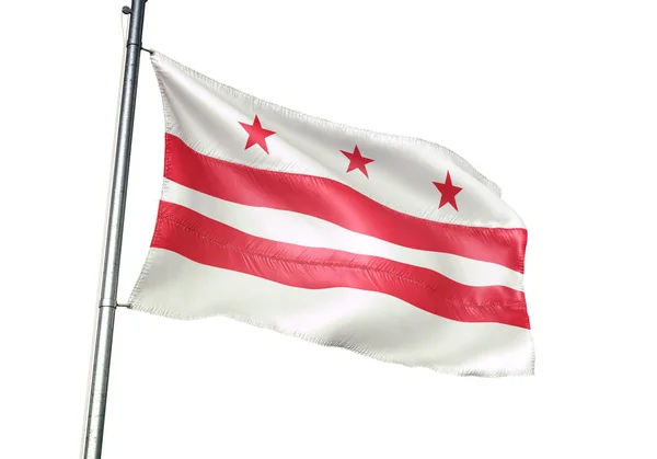 Washington DC estado de Estados Unidos bandera ondeando aislado blanco 3D ilustración —  Fotos de Stock