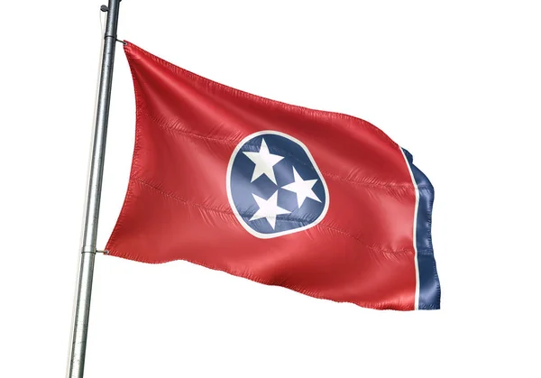 Tennessee estado dos Estados Unidos bandeira acenando isolado branco ilustração 3D — Fotografia de Stock