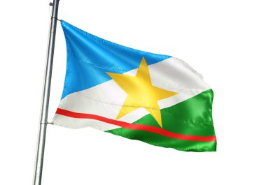 Roraima state of Brazil flag waving isolated 3D illustration clipart