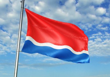 Amur Oblast bölgesi gökyüzü arka plan 3d çizim sallayarak Rusya bayrağı