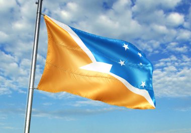 Tierra del Fuego province of Argentina flag waving 3D illustration clipart