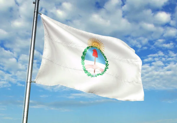 Jujuy província da Argentina bandeira acenando céu fundo ilustração 3D — Fotografia de Stock