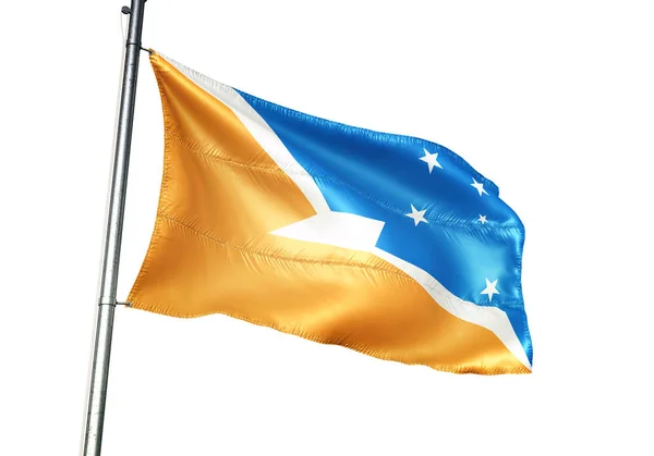 Tierra del Fuego province of Argentina flag waving isolated 3D illustration — Stock Photo, Image