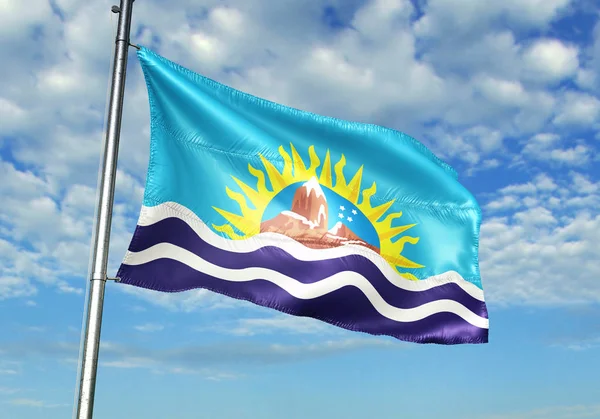 Santa Cruz provincii Argentiny mávání vlajkami obloha pozadí 3d obrázek — Stock fotografie