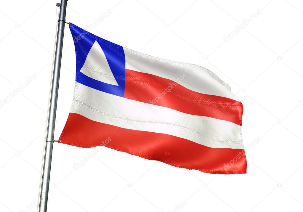 Bahia state of Brazil flag waving isolated 3D illustration