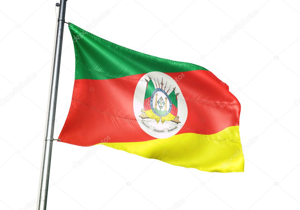Rio Grande do Sul state of Brazil flag waving isolated 3D illustration
