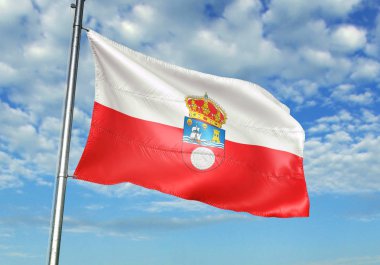 Cantabria il İspanya'nın bayrak sallayarak gökyüzü arka plan 3d çizim