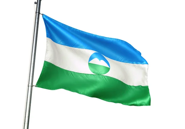 Kabardino-Balkaria region of Russia flag waving isolated 3D illustration — Stock Photo, Image