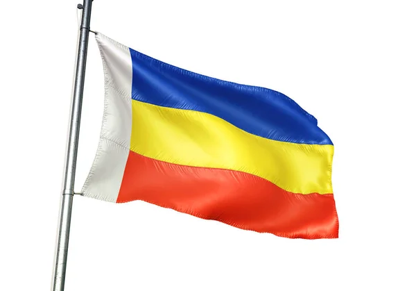 Regio van de Russische Oblast Rostov van Rusland vlag zwaaien geïsoleerd 3d illustratie — Stockfoto