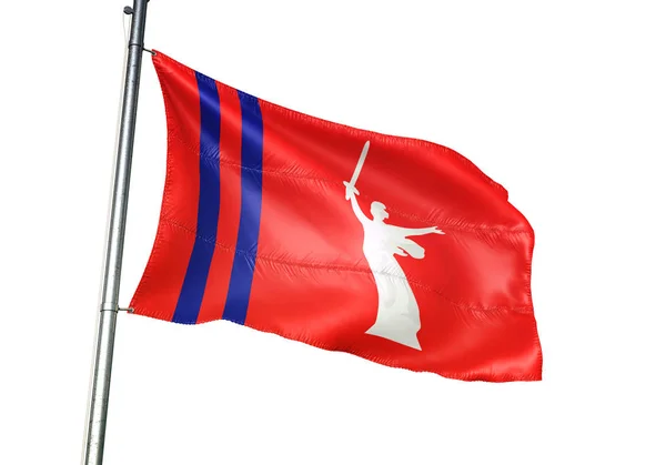 Oblast Wolgograd regio van Rusland vlag zwaaien geïsoleerd 3d illustratie — Stockfoto