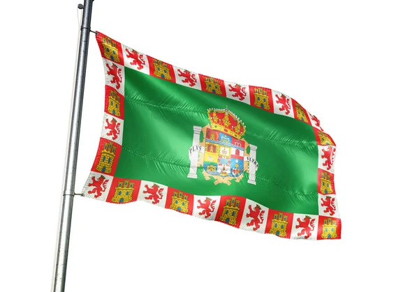 Bandera de Cádiz provincia de España ondeando ilustración 3D aislada — Foto de Stock