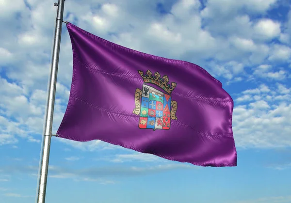 Palencia Provinz Spanien Flagge wehen Himmel Hintergrund 3d Illustration — Stockfoto