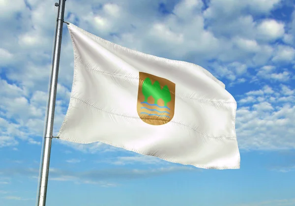 Gipuzkoa provincie van Spanje vlag zwaaien hemel achtergrond 3d illustratie — Stockfoto
