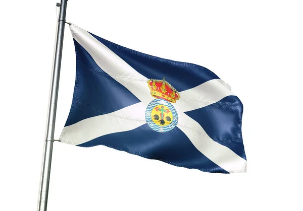 Bandera de Santa Cruz de Tenerife provincia de España ondeando ilustración 3D aislada —  Fotos de Stock