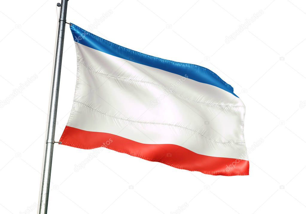 Crimea flag waving isolated white background 3D illustration