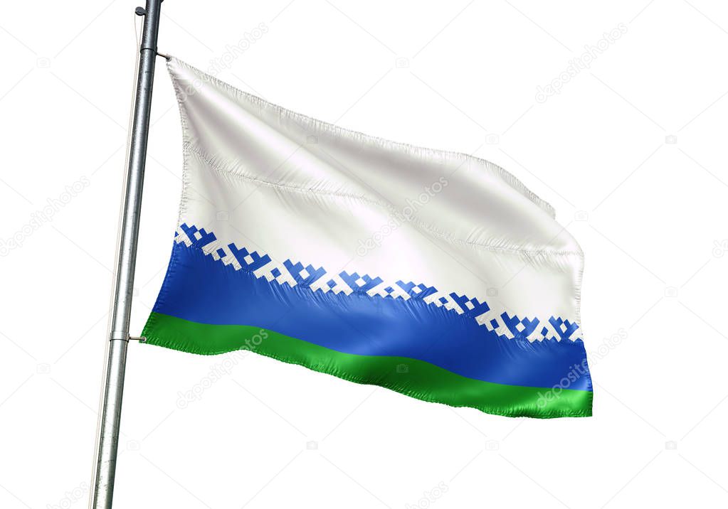 Nenets Autonomous District region of Russia flag waving isolated 3D illustration