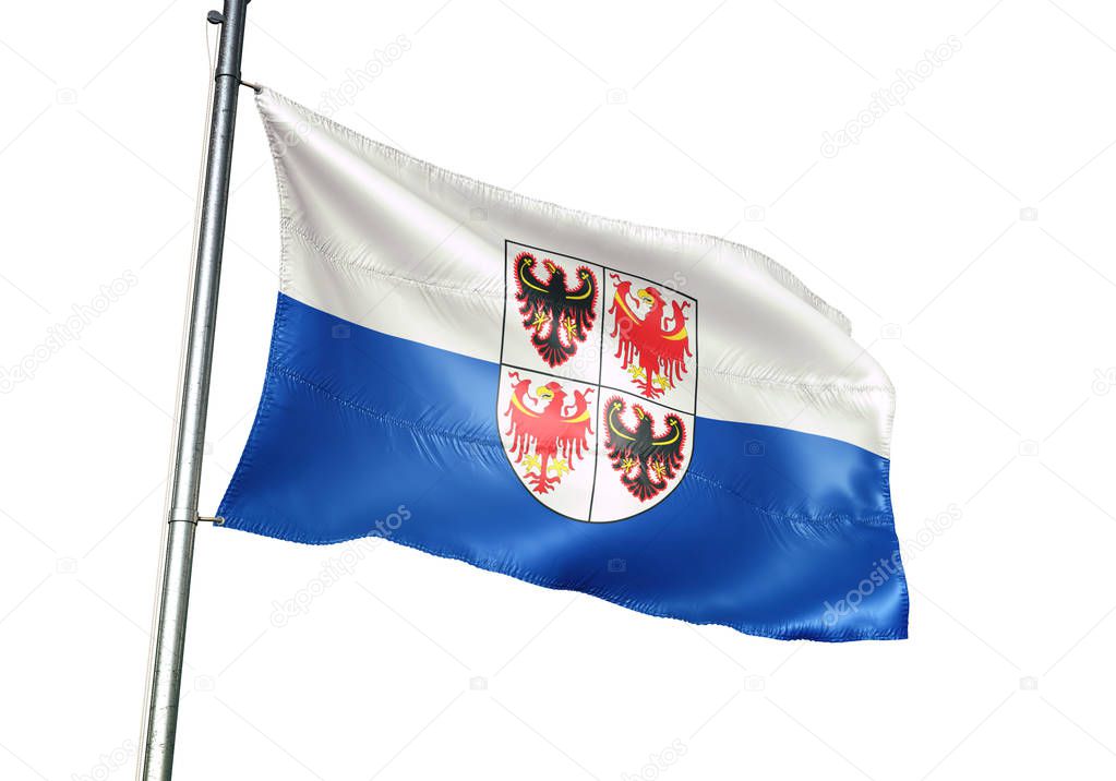 Trentino-South Tyrol region of Italy flag waving isolated 3D illustration