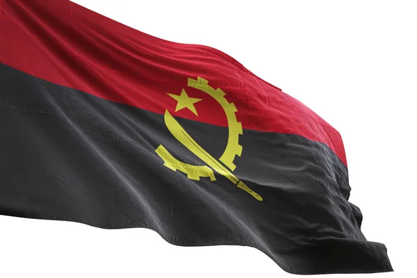 Bandeira de Angola acenando isolado fundo branco ilustração 3D — Fotografia de Stock