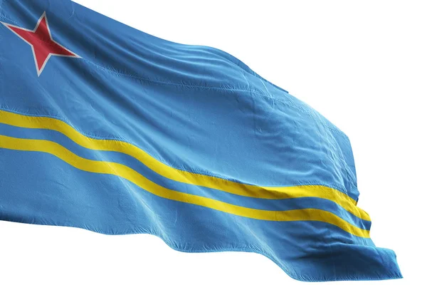 Aruba flagga vajande isolerade vit bakgrund 3d illustration — Stockfoto