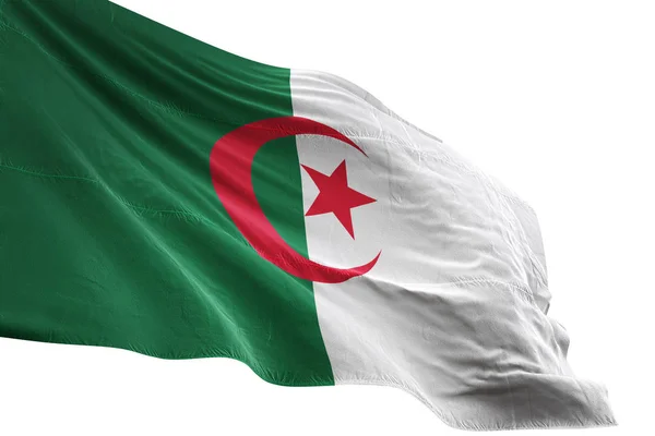 Bandera de Argelia ondeando fondo blanco aislado ilustración 3D —  Fotos de Stock