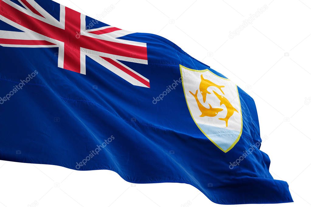 Anguilla flag waving isolated white background 3D illustration