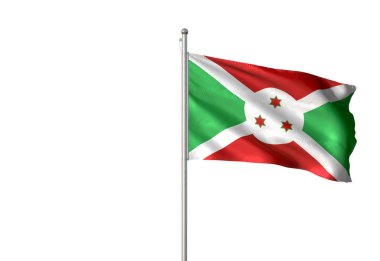 Burundi bayrağı sallayarak izole beyaz arka plan 3d çizim